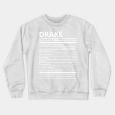 Drake Name T Shirt Drake Nutritional And Undeniabl Crewneck Sweatshirt Official Drake Merch