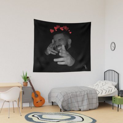 Drake The Rapper With Heart Crown Tapestry Official Drake Merch